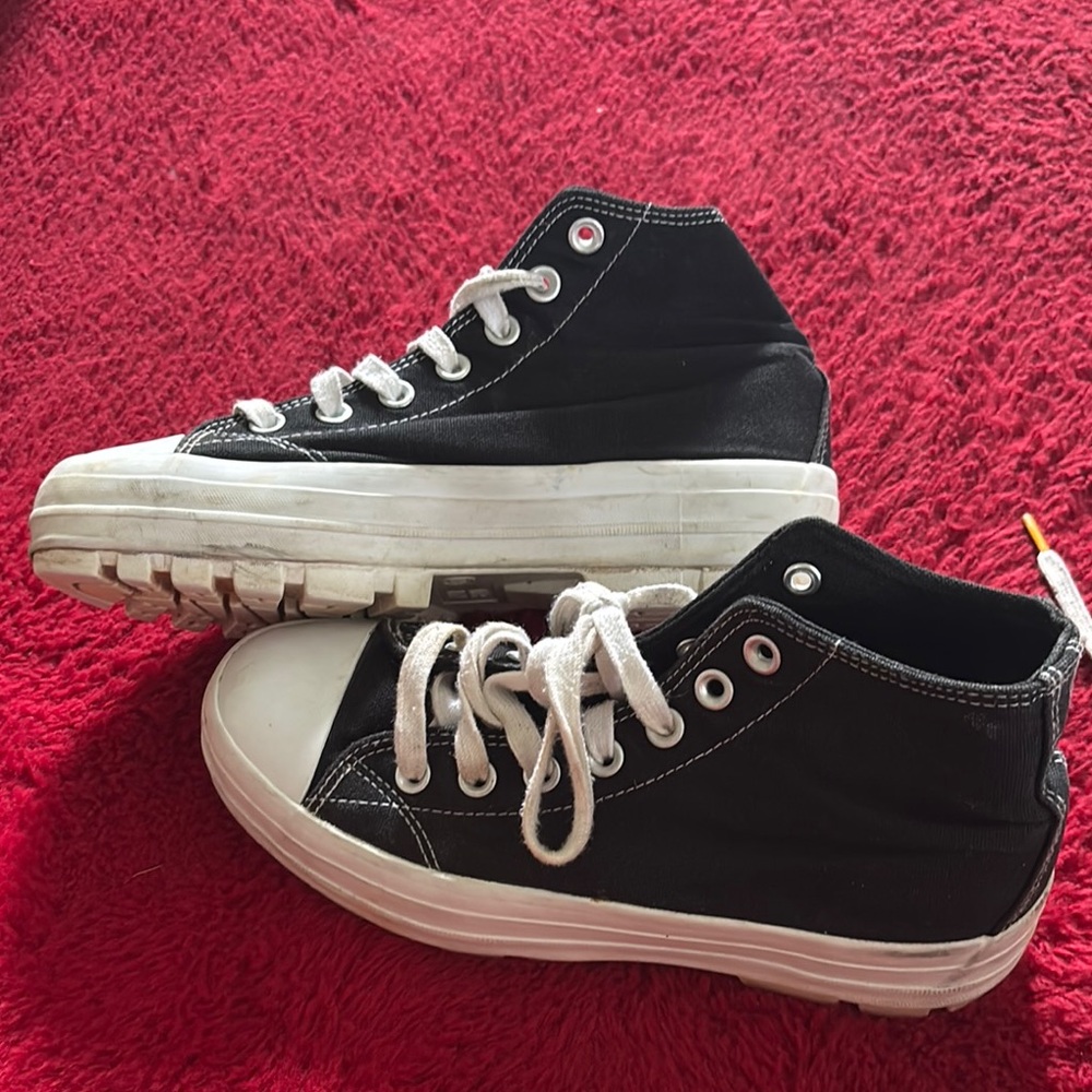 Black High-Top Sneakers with White Laces